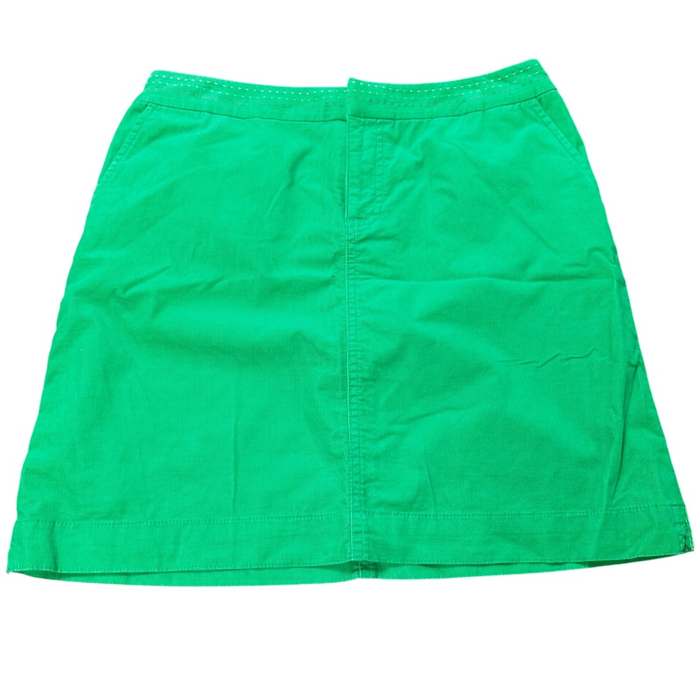 Lilly Pulitzer Green Corduroy A-Line Skirt Pockets Womens Size 6 Casual Golf
